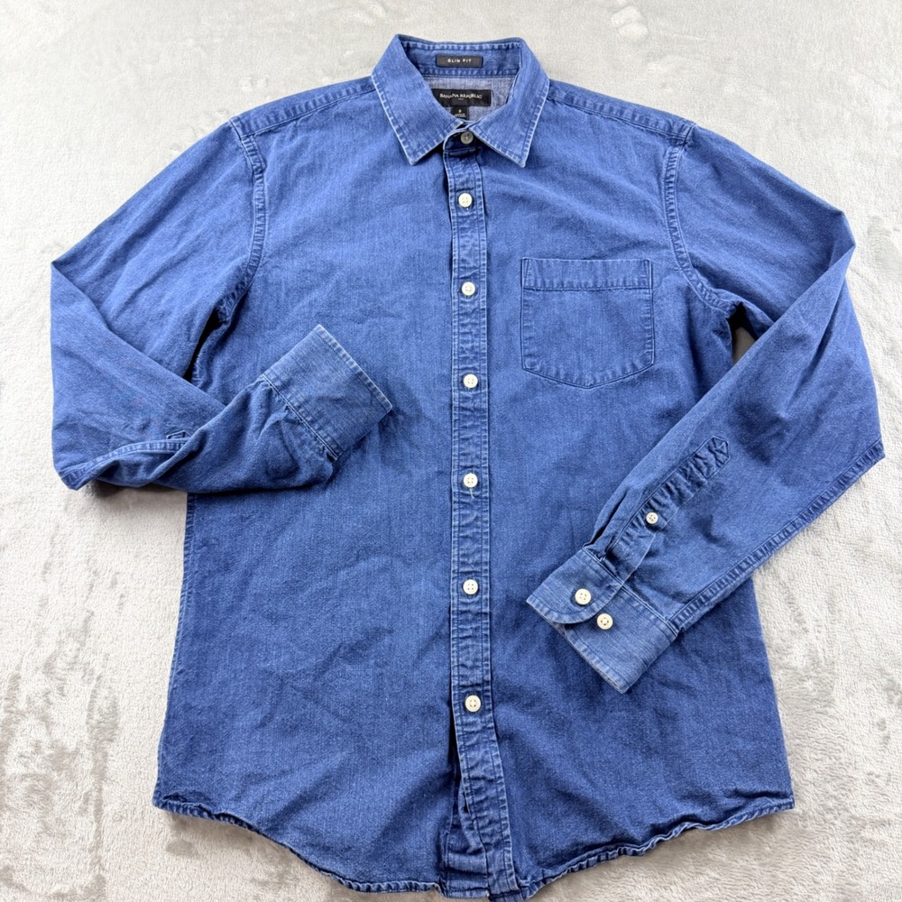 Banana Republic Slim Fit Denim Shirt Men's Small Blue Long Sleeve Button Down